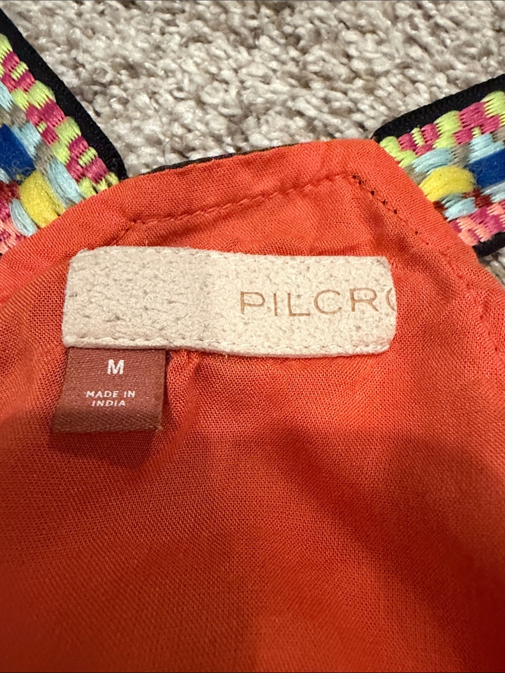Pilcro Orange Multi Patchwork Camisole with Embroidered Straps - Picture 3 of 5